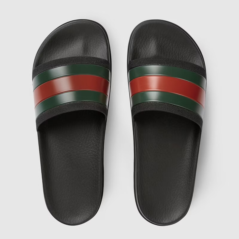  Dép Nam Gucci Web Rubber Slide Sandal 'Black' 