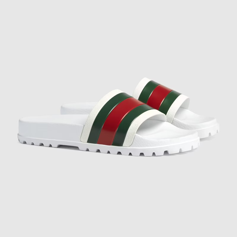  Dép Nam Gucci Web Slide Sandal 'White' 