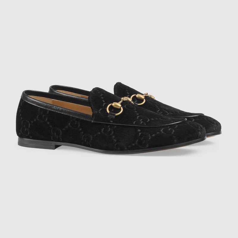  Giày Nam Gucci Jordaan GG 'Velvet Loafer Black' 