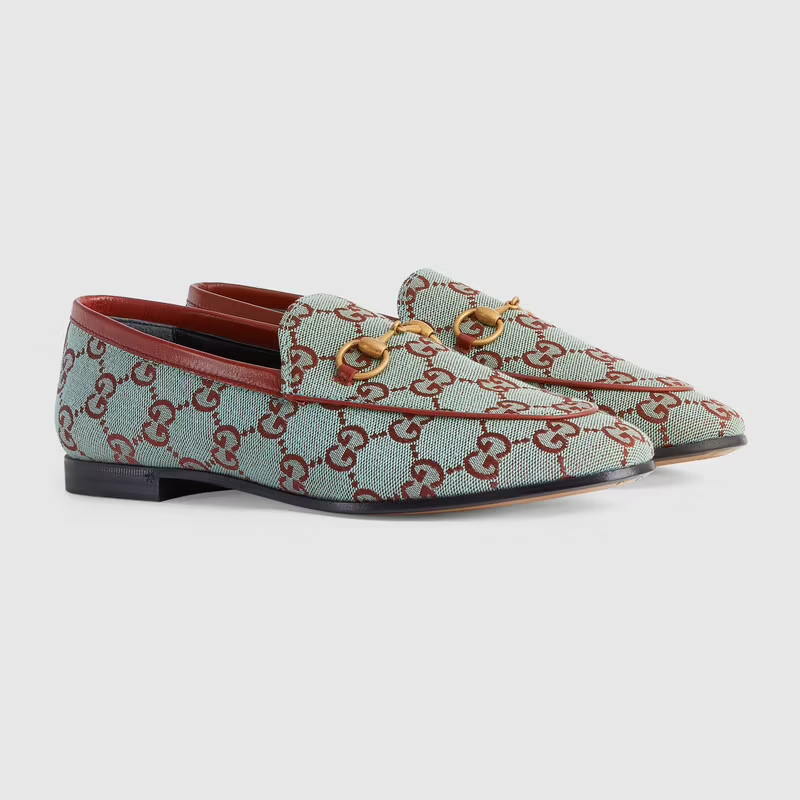  Giày Nữ Gucci Jordaan GG Loafer 'Light Blue Red' 