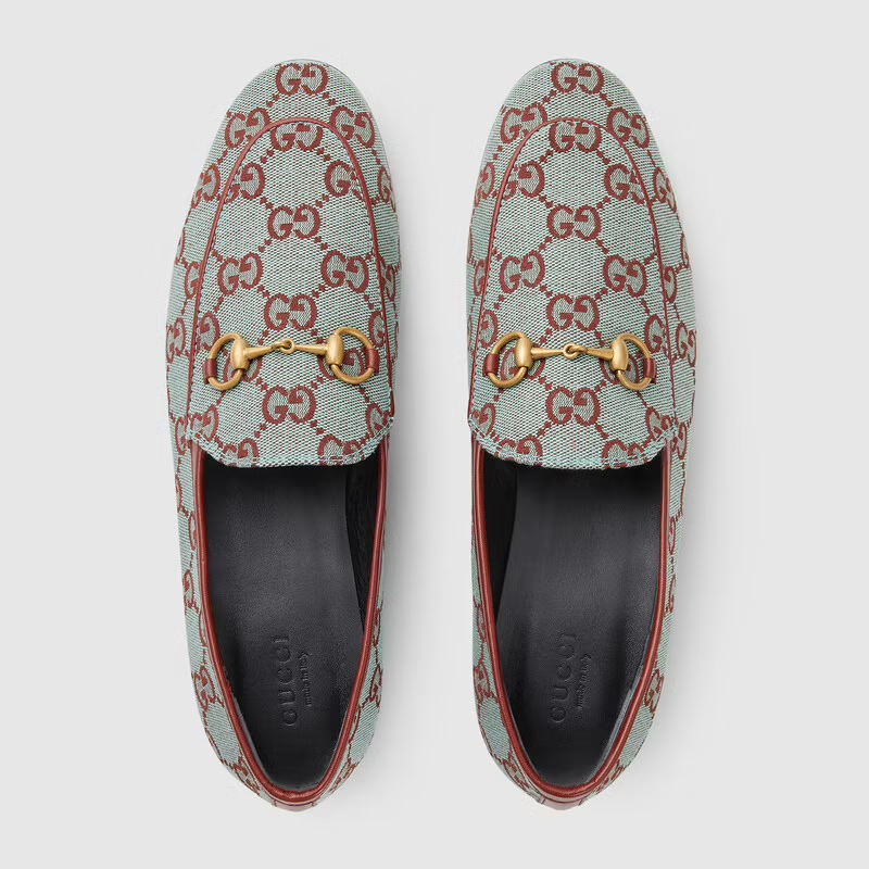  Giày Nữ Gucci Jordaan GG Loafer 'Light Blue Red' 