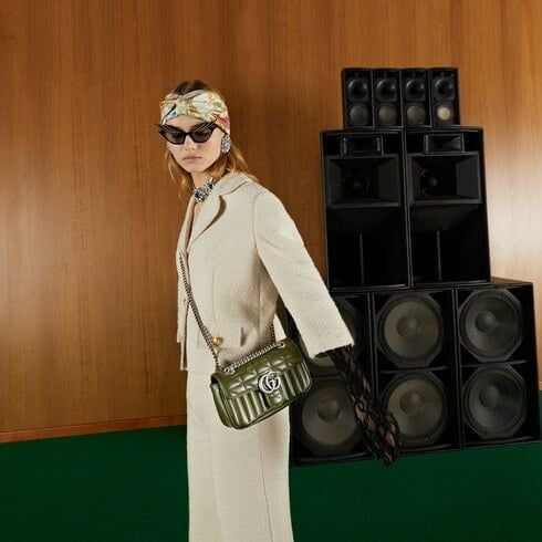  Túi Nữ Gucci GG Marmont Mini Shoulder Bag 'Green' ‎ 