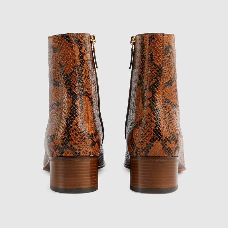 Giày Gucci Boot With Interlocking G Chain 'Brown' 