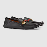  Giày Nam Gucci Driver With Web Leather 'Black' 