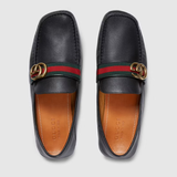  Giày Nam Gucci Driver With Web Leather 'Black' 