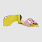  Dép Nữ Gucci Interlocking G Slide Sandal 'Pink And Yellow Suede' 