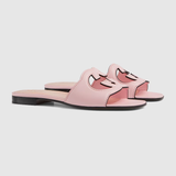  Dép Nữ Gucci Interlocking G Cut-Out Slide Sandal 'Pastel Pink Leather' 