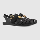  Dép Nam Gucci Rubber Buckle Strap Sandal 'Black' 