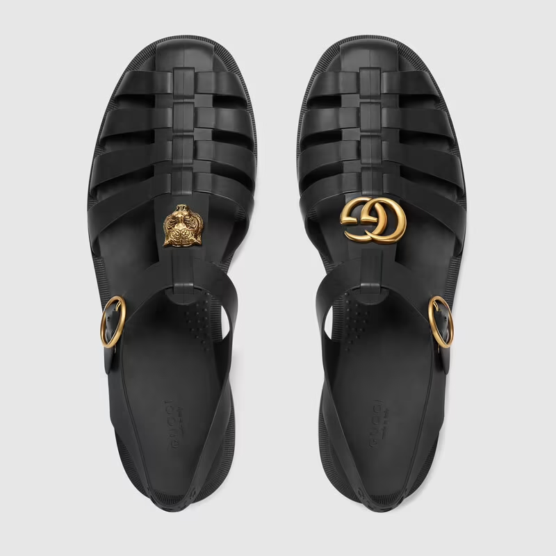  Dép Nam Gucci Rubber Buckle Strap Sandal 'Black' 