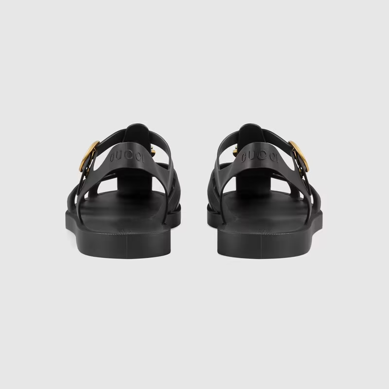  Dép Nam Gucci Rubber Buckle Strap Sandal 'Black' 