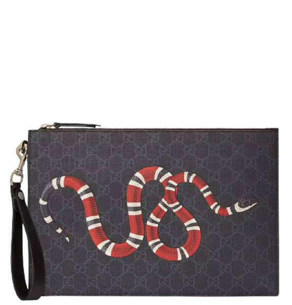  Túi Gucci Nam Bestiary Pouch Kingsnake 'Black Grey' 