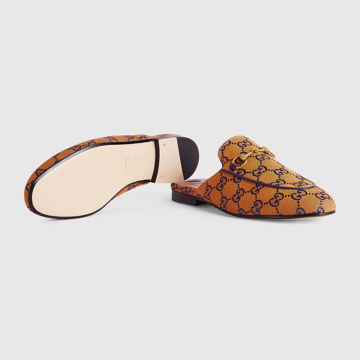 Giày Nữ Gucci Princetown Slipper Canvas 'Orange Blue' 