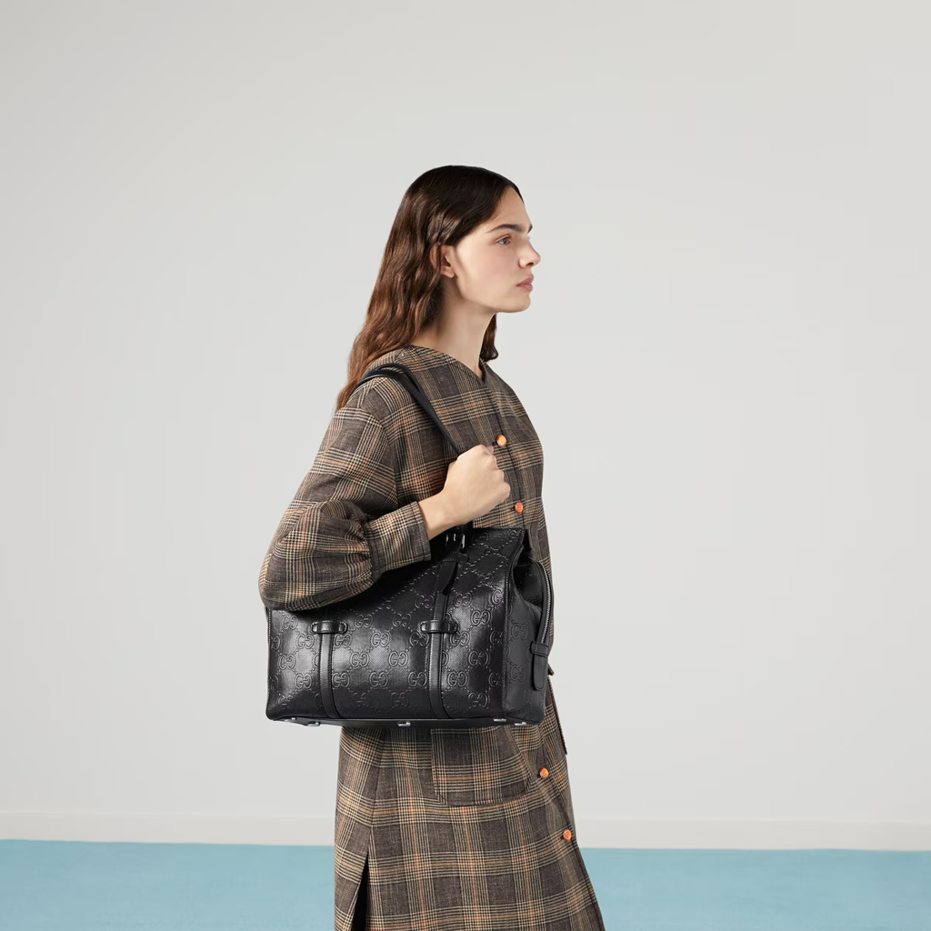 Gg embossed tote bag best sale