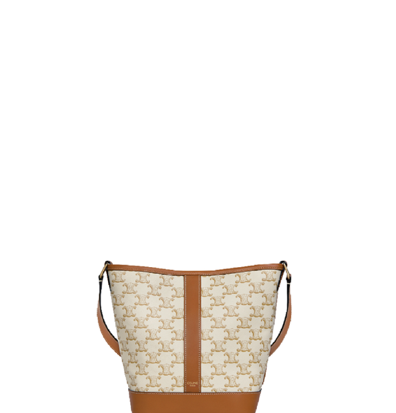  Túi Nữ Celine Small Bucket In Triomphe Canvas And Calfskin 'White' 