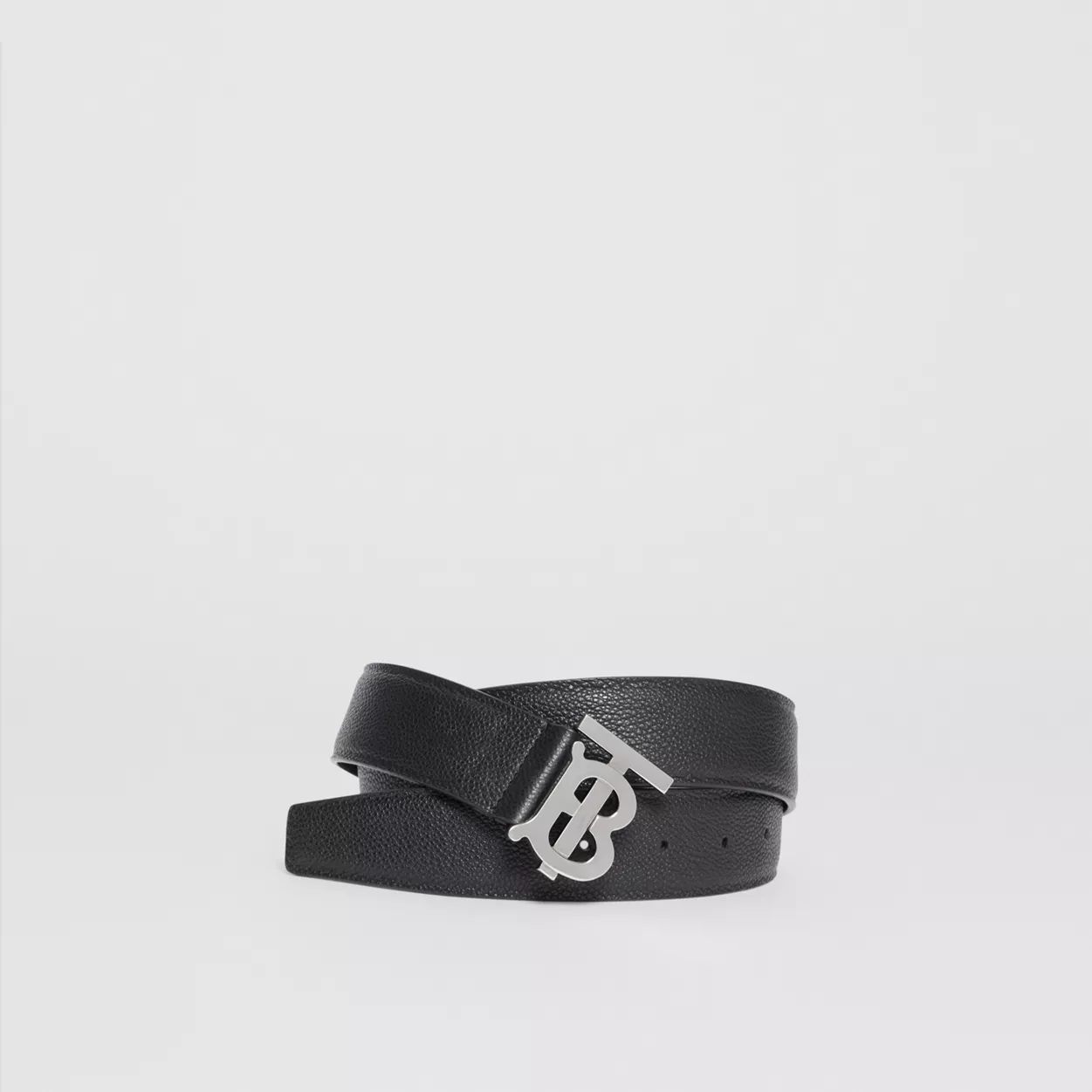  Thắt Lưng Nam Burberry Monogram Motif Grainy Leather Belt 'Palladium' 
