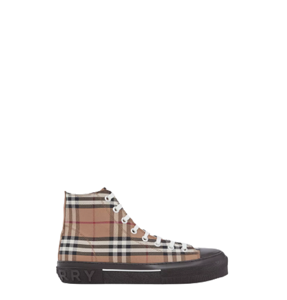  Giày Nam Burberry Vintage Check Cotton High-top Sneakers 'Birch Brown' 