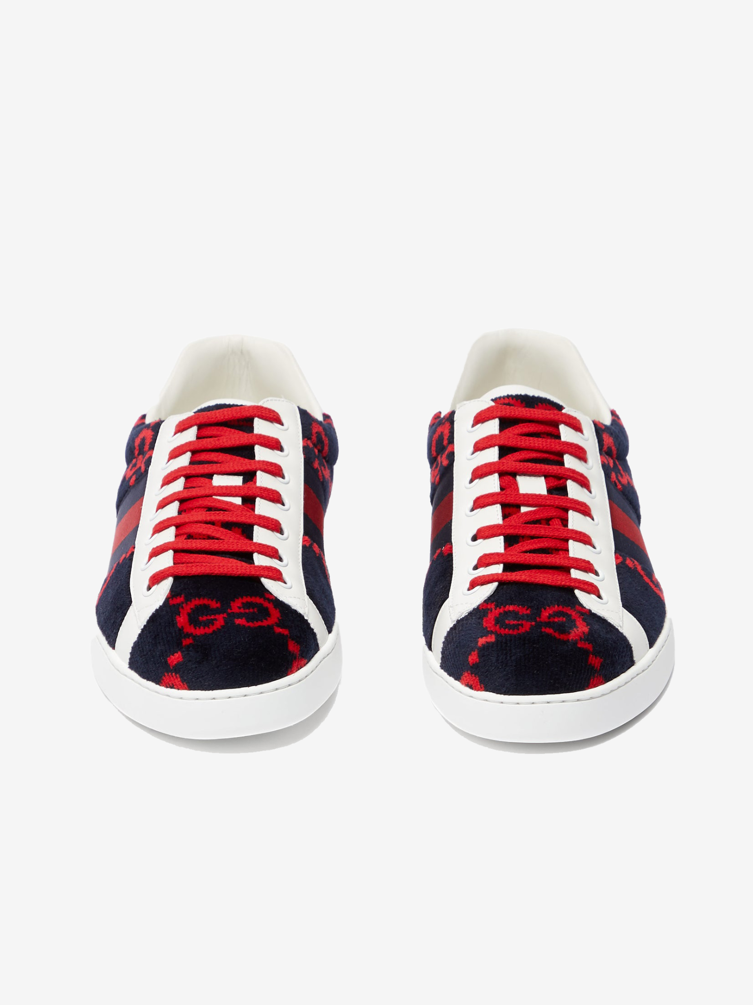  Giày Nam Gucci Ace GG Wool 'Black Red' 