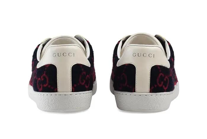  Giày Nam Gucci Ace GG Wool 'Black Red' 