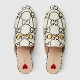  Giày Nữ Gucci Princetown GG Leather Slipper 'White Black' 