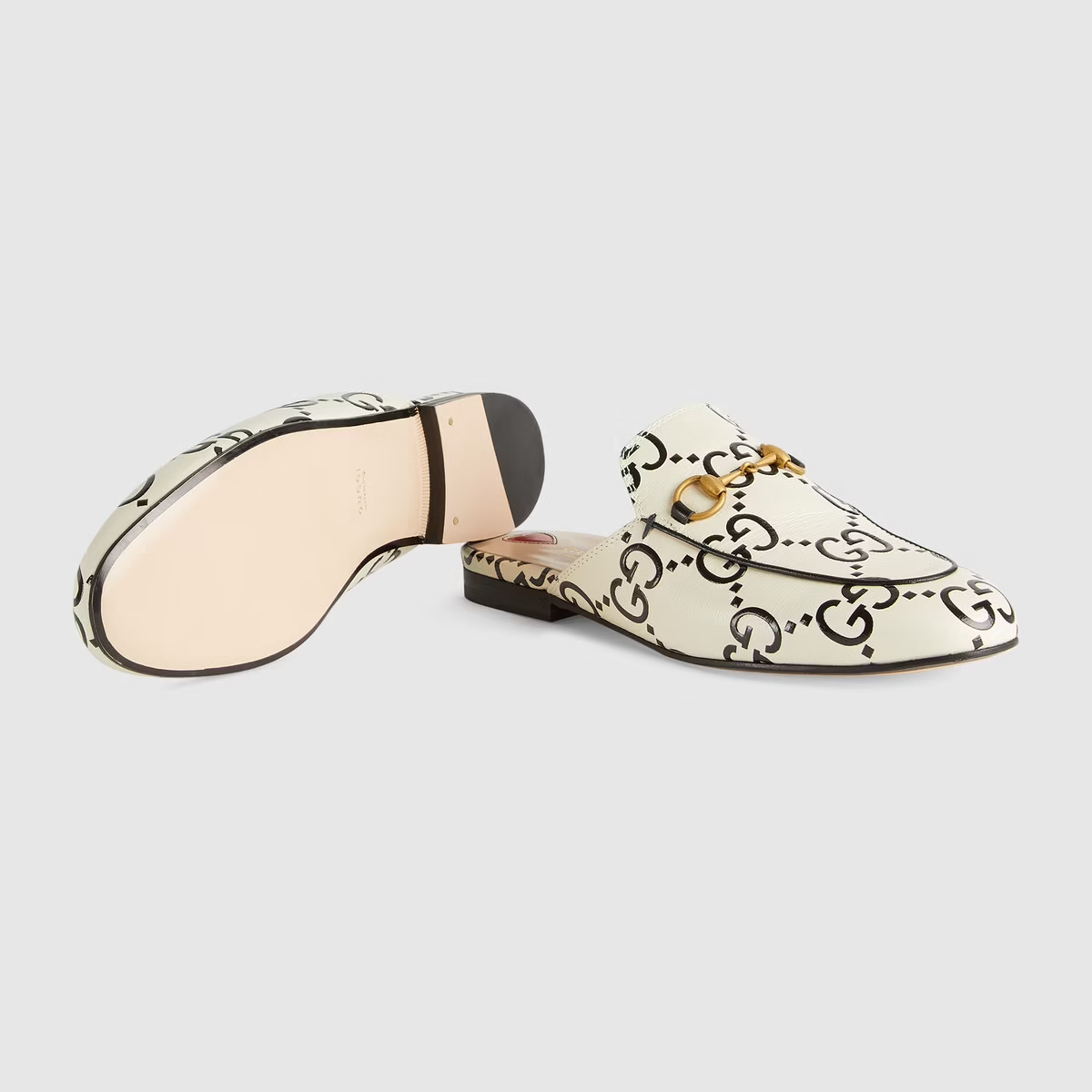  Giày Nữ Gucci Princetown GG Leather Slipper 'White Black' 