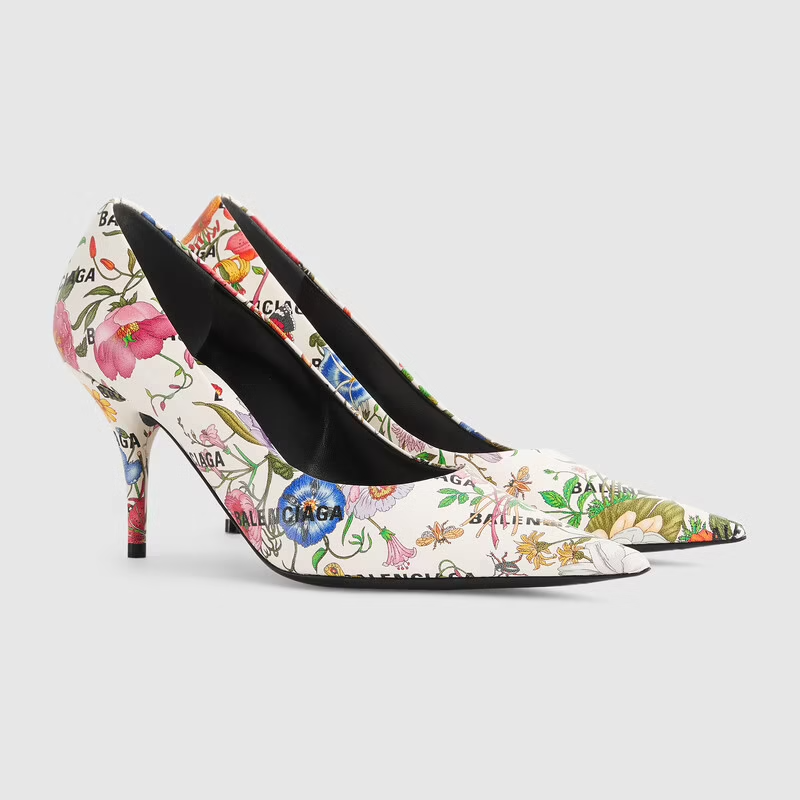  Giày Nữ Balenciaga The Hacker Project Knife Pump Flora Print 'Black' 