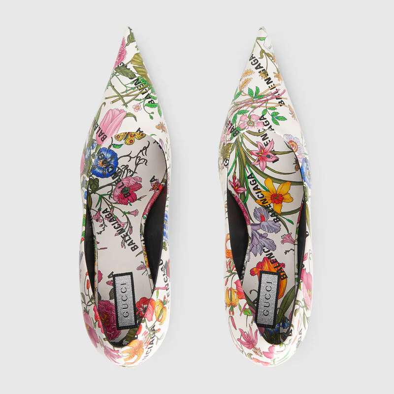  Giày Nữ Balenciaga The Hacker Project Knife Pump Flora Print 'Black' 