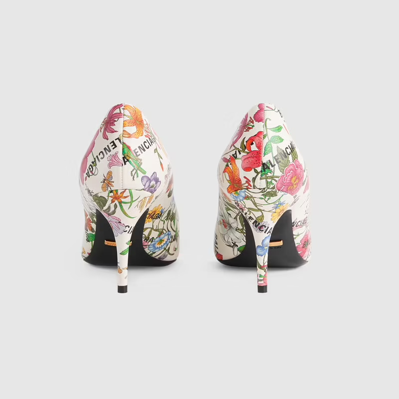  Giày Nữ Balenciaga The Hacker Project Knife Pump Flora Print 'Black' 