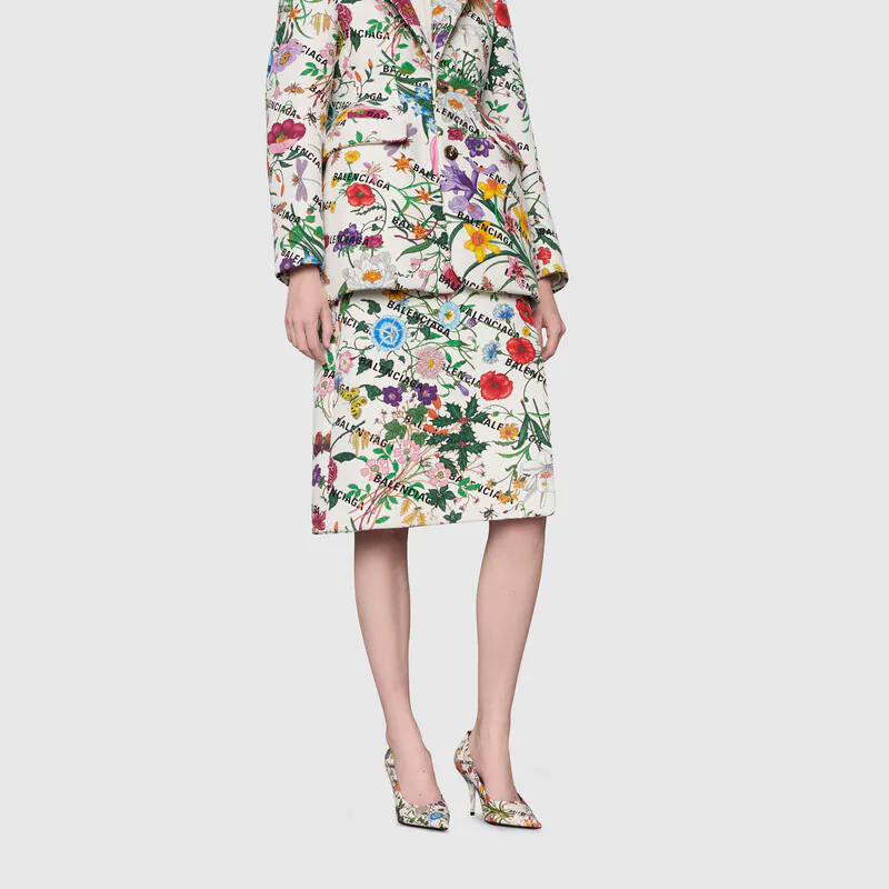  Giày Nữ Balenciaga The Hacker Project Knife Pump Flora Print 'Black' 
