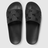  Dép Nam Gucci Rubber GG Slide Sandal 'Black' 