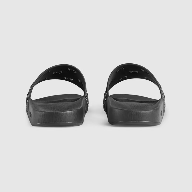  Dép Nam Gucci Rubber GG Slide Sandal 'Black' 
