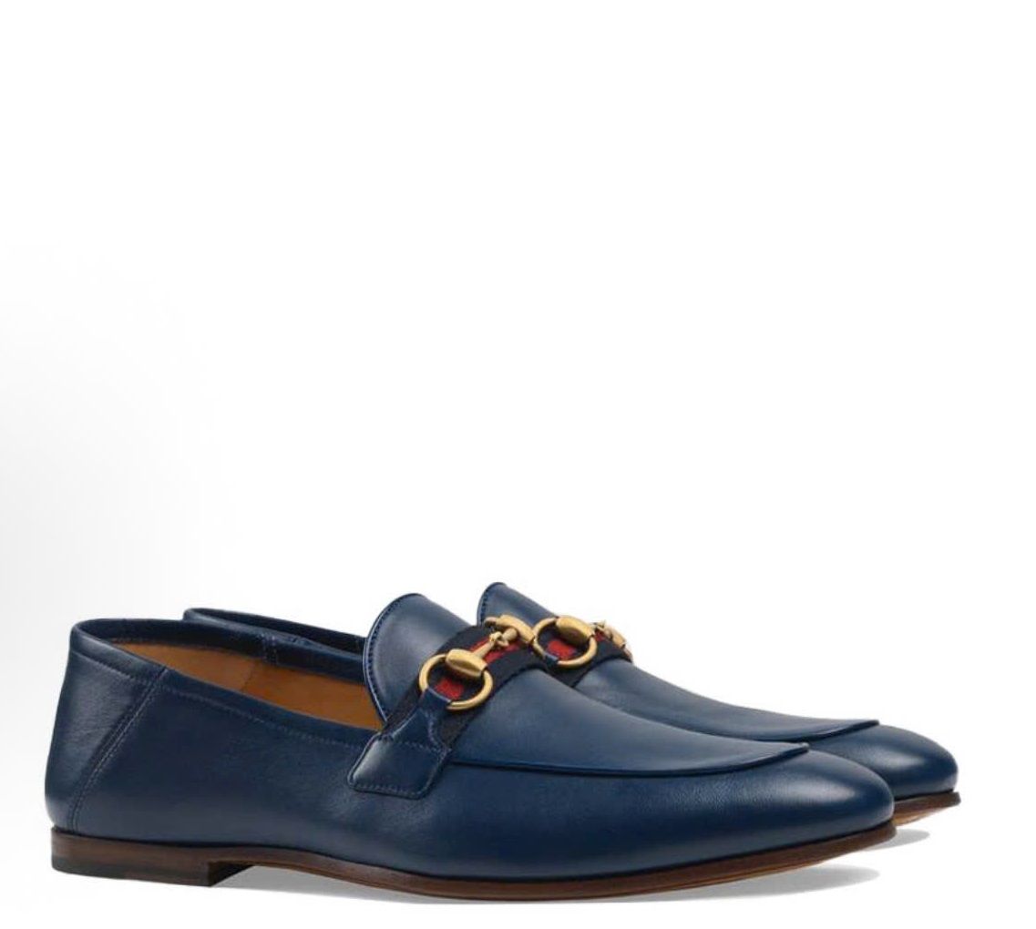  Giày Nam Gucci Leather Horsebit Loafer 'Blue' 