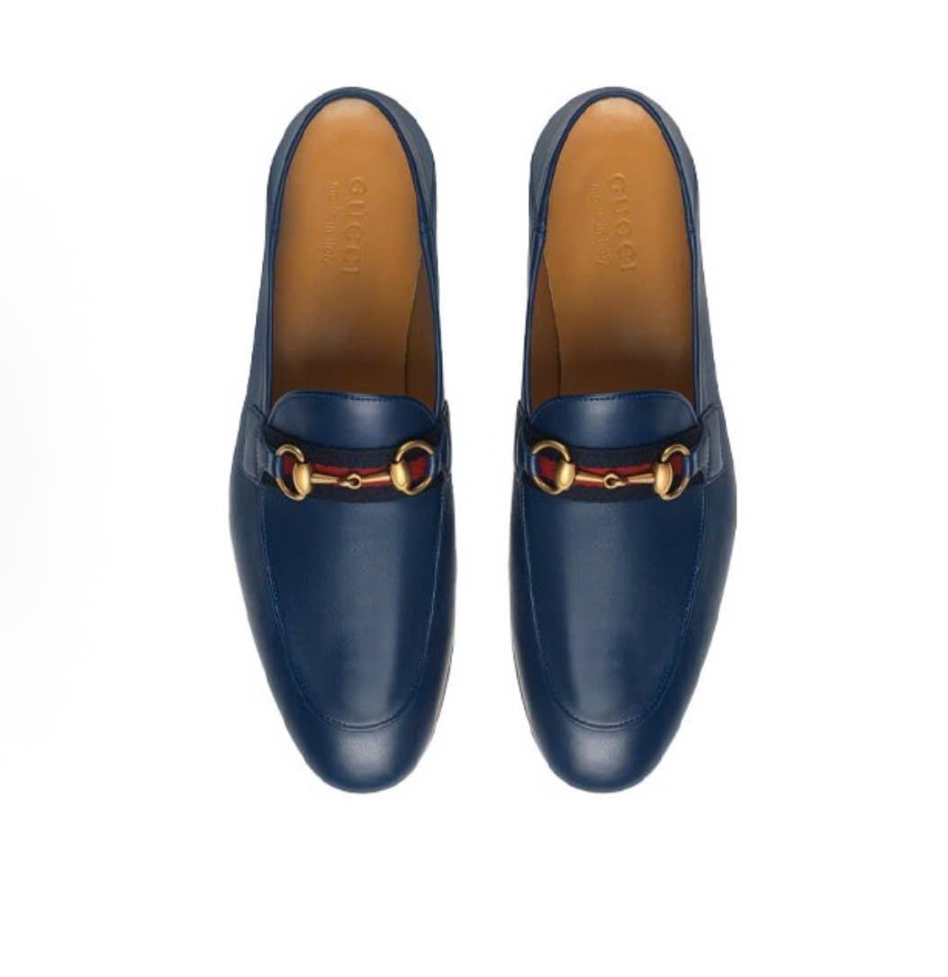  Giày Nam Gucci Leather Horsebit Loafer 'Blue' 