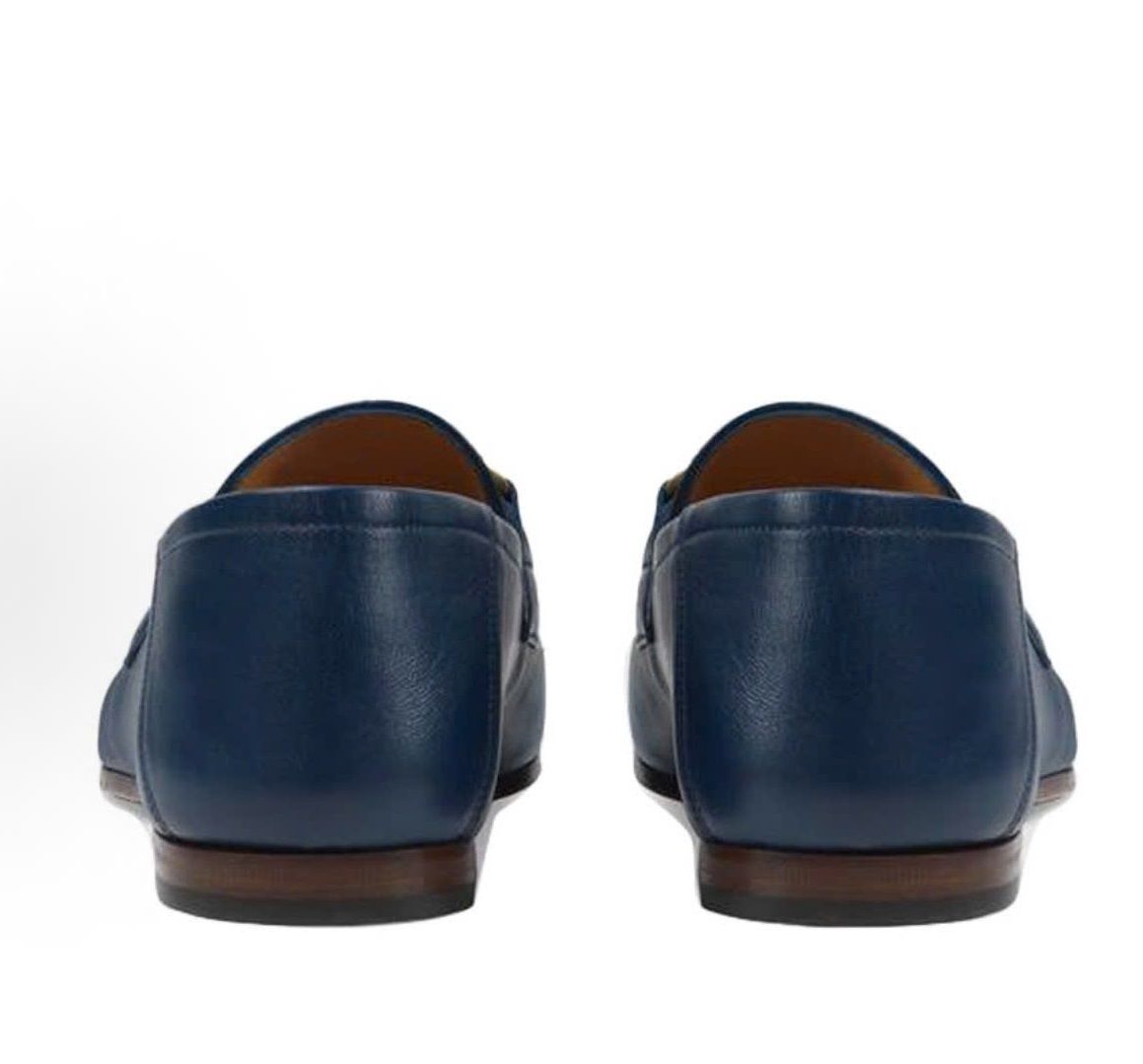 Giày Nam Gucci Leather Horsebit Loafer 'Blue' 