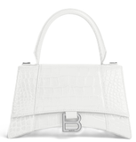  Túi Nữ Balenciaga Hourglass Small Shiny Crocodile 'White' 