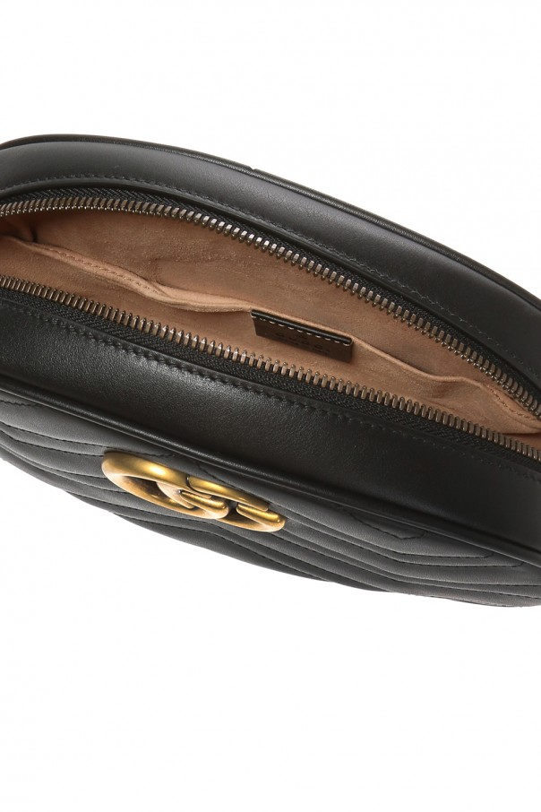  Túi Gucci Logo Detail Chevron Quilted Leather Belt Bag Black 