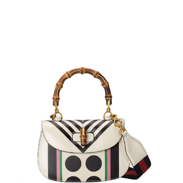  Túi Nữ Gucci Small Top Handle With Bamboo 'White Leather' ‎ 
