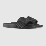  Dép Nam Gucci Matelassé Rubber Slide 'Black' 