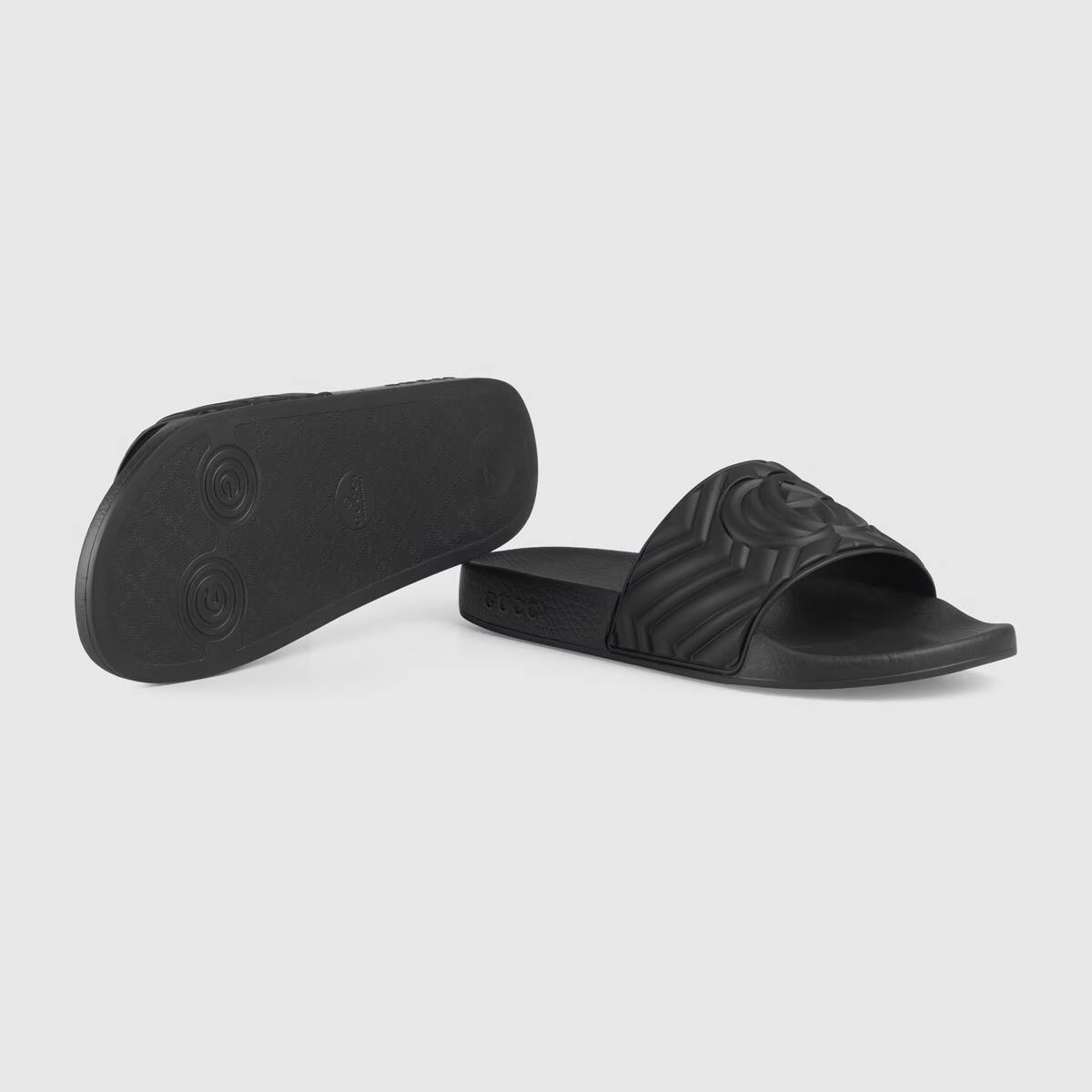  Dép Nam Gucci Matelassé Rubber Slide 'Black' 
