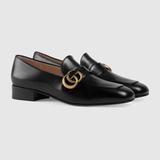  Giày Nữ Gucci Leather Loafer Double G 'Black Leather' 