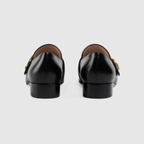  Giày Nữ Gucci Leather Loafer Double G 'Black Leather' 