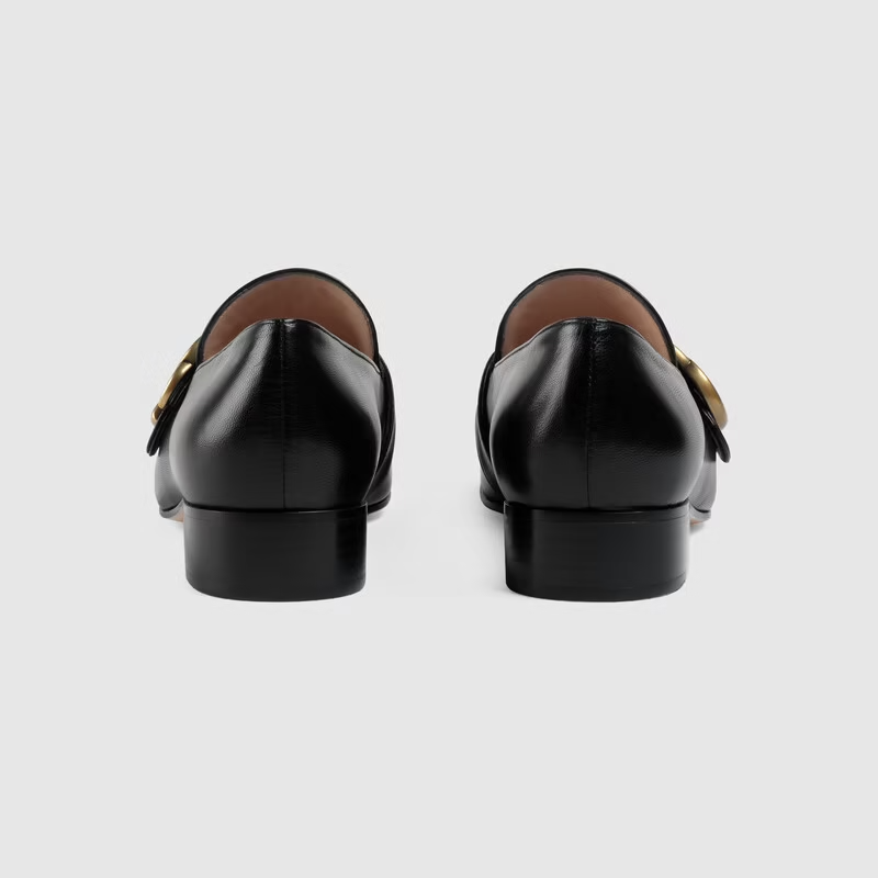  Giày Nữ Gucci Leather Loafer Double G 'Black Leather' 