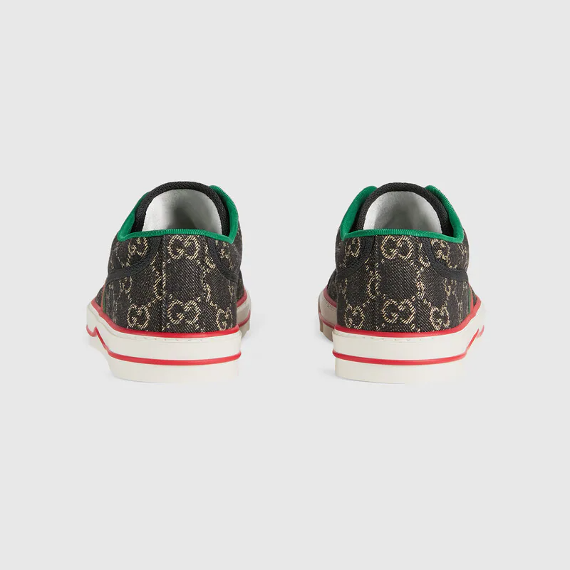  Giày Nam Gucci Tennis 1977 Sneaker GG Denim Jacquard 'Black Ivory' 