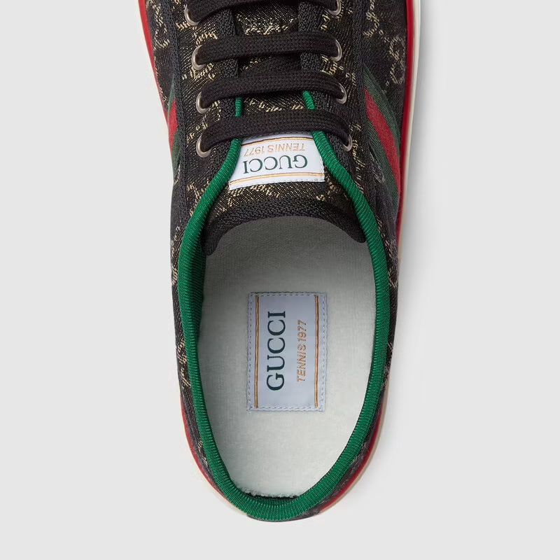  Giày Nam Gucci Tennis 1977 Sneaker GG Denim Jacquard 'Black Ivory' 