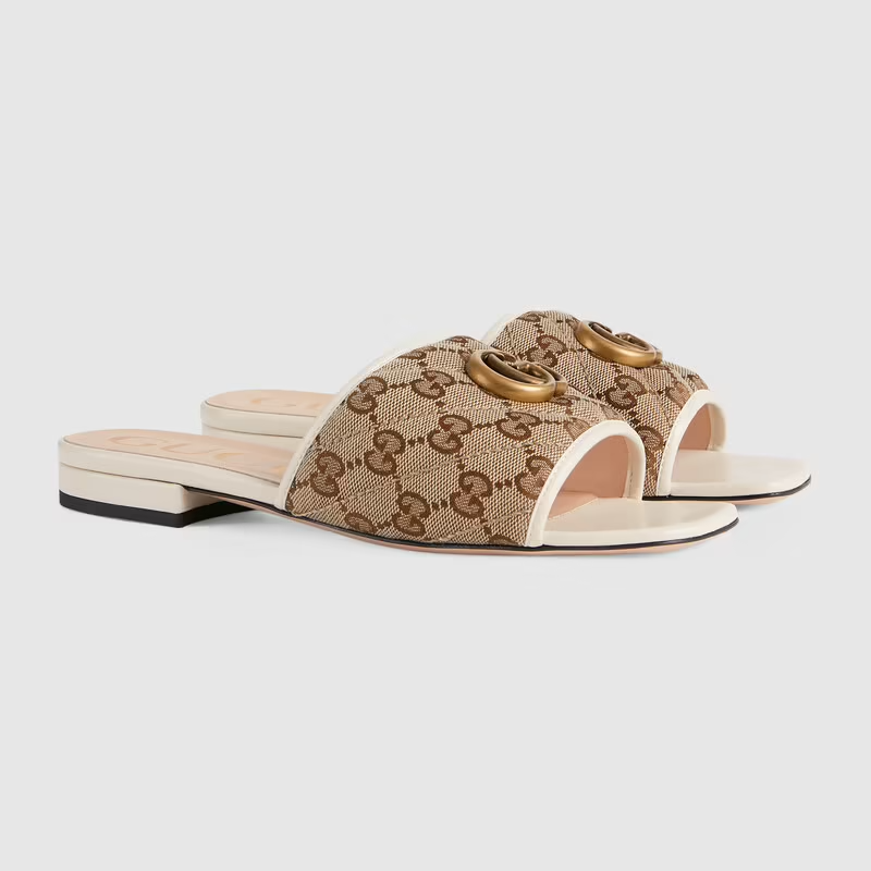  Dép Nữ Gucci Slide Sandal With Double G 'Beige' 