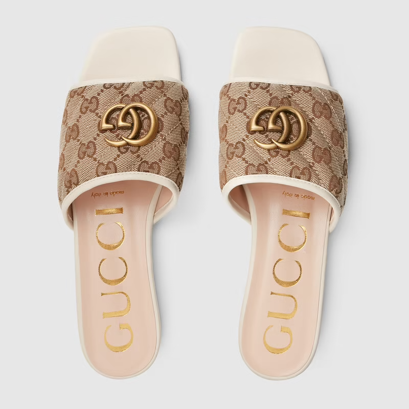 Dép Nữ Gucci Slide Sandal With Double G 'Beige' 