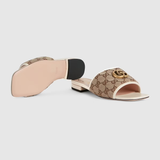  Dép Nữ Gucci Slide Sandal With Double G 'Beige' 