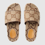  Dép Nam Gucci Maxi GG Canvas Slide Sandal 'Brown' 