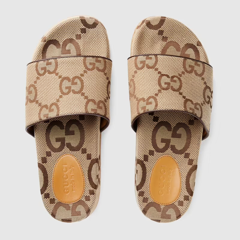  Dép Nam Gucci Maxi GG Canvas Slide Sandal 'Brown' 