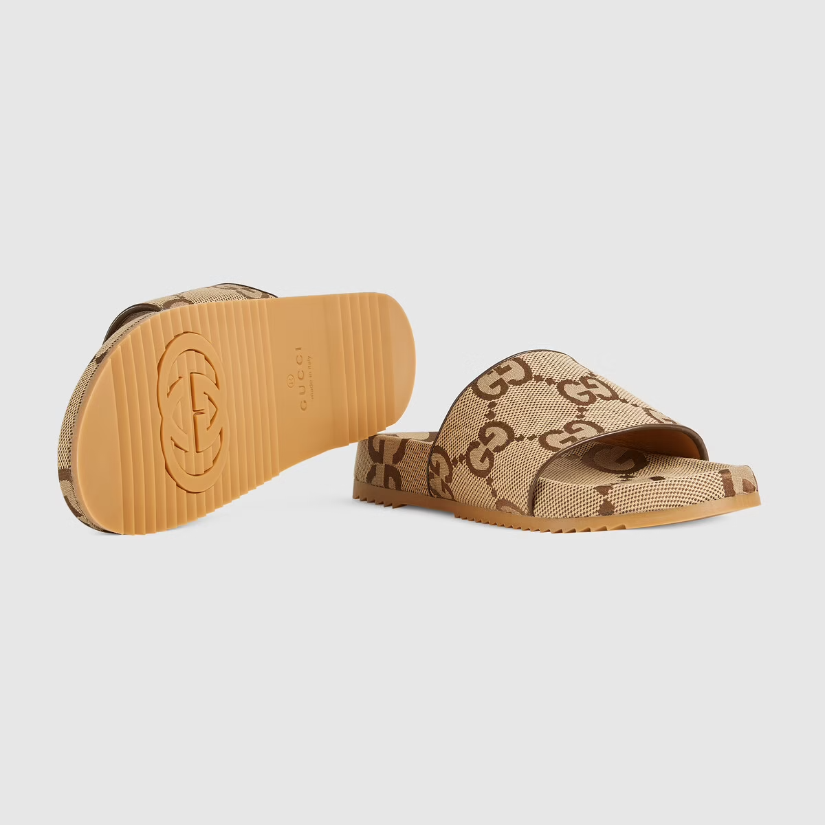  Dép Nam Gucci Maxi GG Canvas Slide Sandal 'Brown' 