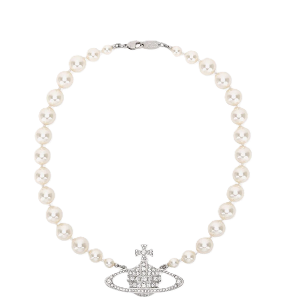  Dây Chuyền Nữ Vivienne Westwood  Pearl Bas Relief 'Silver' 